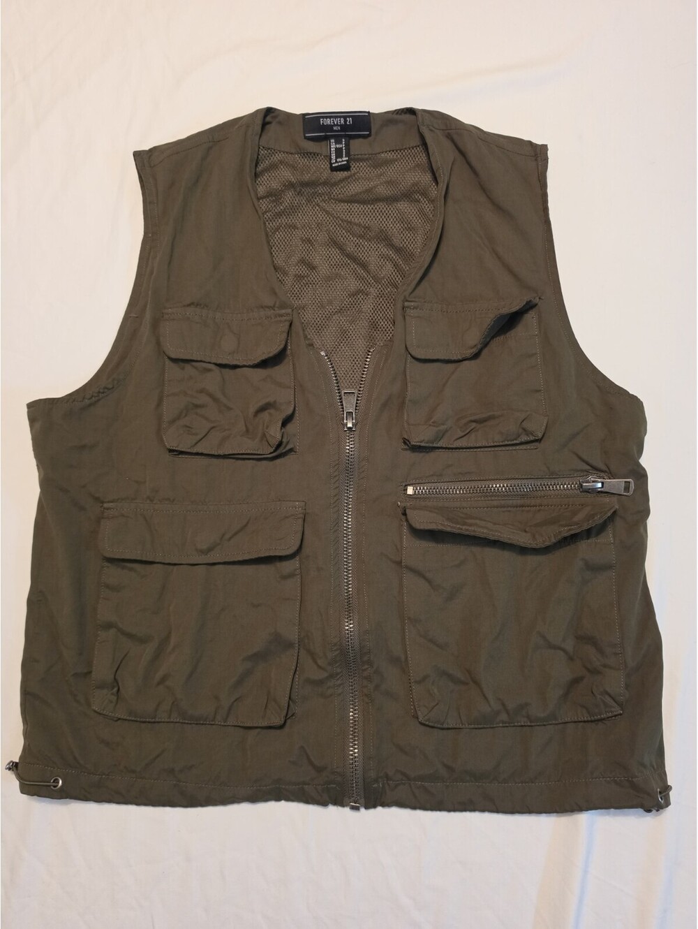 Forever 21 Utility Vest Small Olive Green Multi Pocket Fishing Tactical Y2K